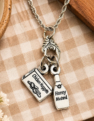 Chicken Nuggets and honey mustard dipping sauce 20" Chain Necklace