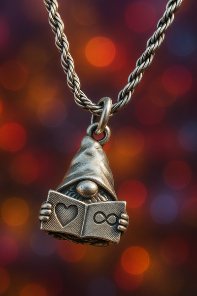 Book Lover Gnome 3D Single Charm Necklace