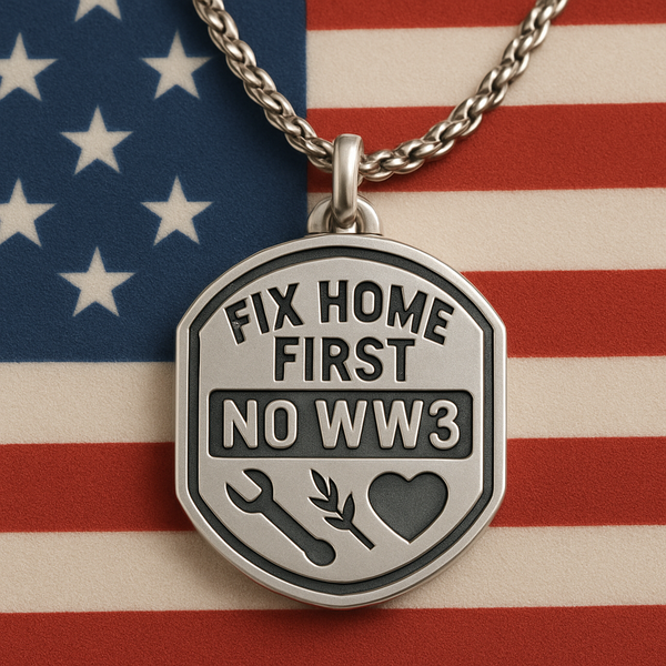 Fix home first no WW3 necklace no war peace