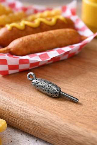Corn dog Genuine American Pewter Charm
