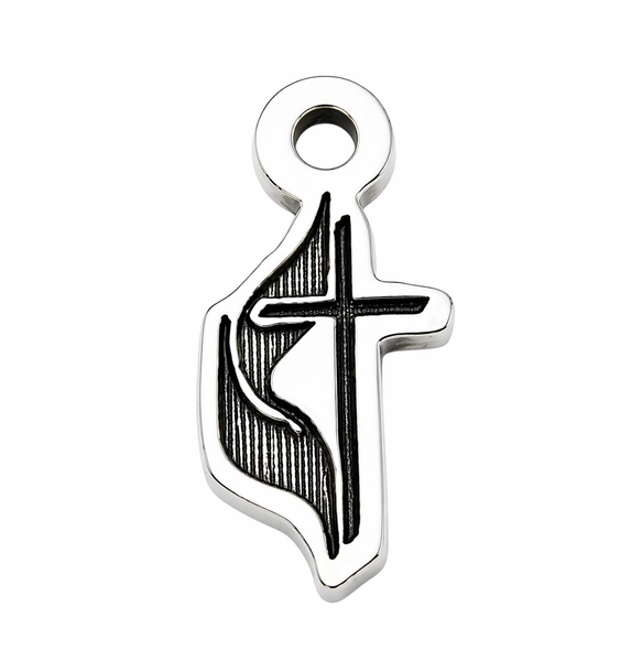 Methodist Cross With Flame Insignia Genuine American Pewter Charm