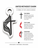 Methodist Cross With Flame Insignia Genuine American Pewter Charm