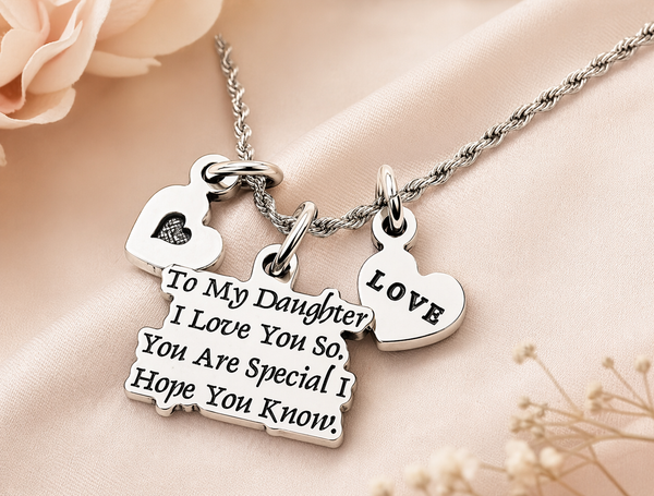 To My Daughter I Love You So. You Are Special I Hope You Know With Hearts Stainless Steel Rope Chain Necklace