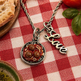 Spaghetti And Meatballs 20" Chain Necklace With Cursive Love Accent