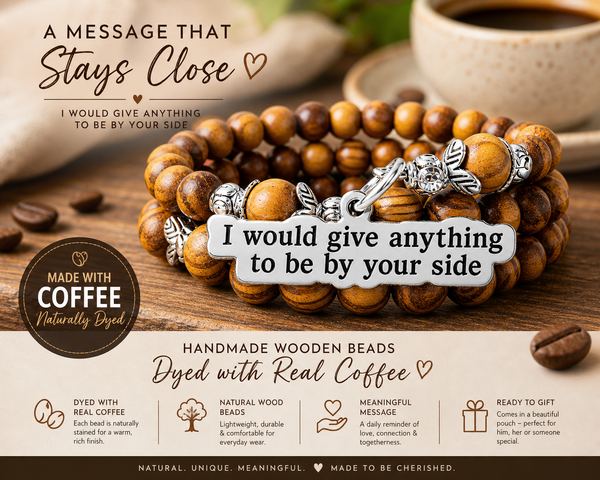 I Would Give Anything To Be By Your Side Natural Wood Wrap Bracelet