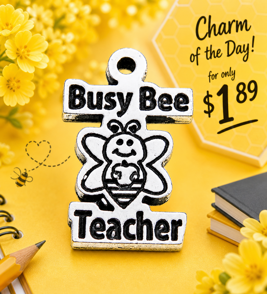 Busy Bee Teacher Genuine American Pewter Charm
