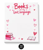 Books are my love language with romance novel charm clip memo pad notepad