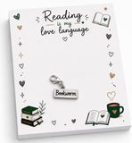 Reading is my love language with bookworm charm memo pad notepad