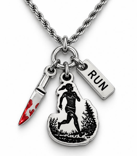 Officially Licensed Alina May, Mary Jo running through the woods Pewter Charm Necklace