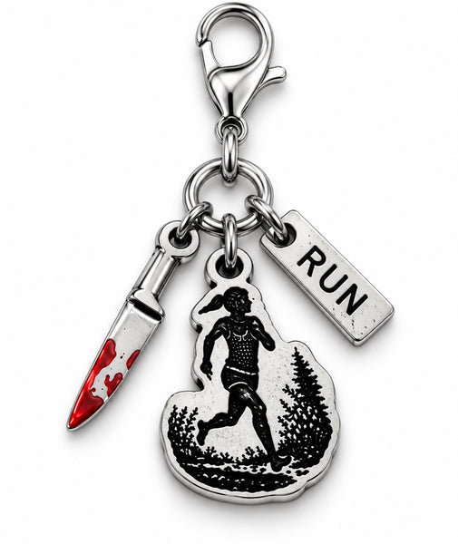 Officially Licensed Alina May, Mary Jo running through the woods Pewter Bag Charm Clip