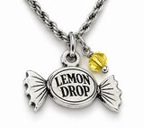 Officially Licensed Alina May, Lemon Drop with yellow crystal Pewter Charm Necklace