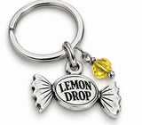 Officially Licensed Alina May, Lemon drop candy with yellow crystal Pewter Keychain