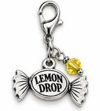 Officially Licensed Alina May, Lemon Drop with yellow crystal Pewter Bag Charm Clip