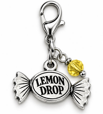 Officially Licensed Alina May, Lemon Drop with yellow crystal Pewter Bag Charm Clip
