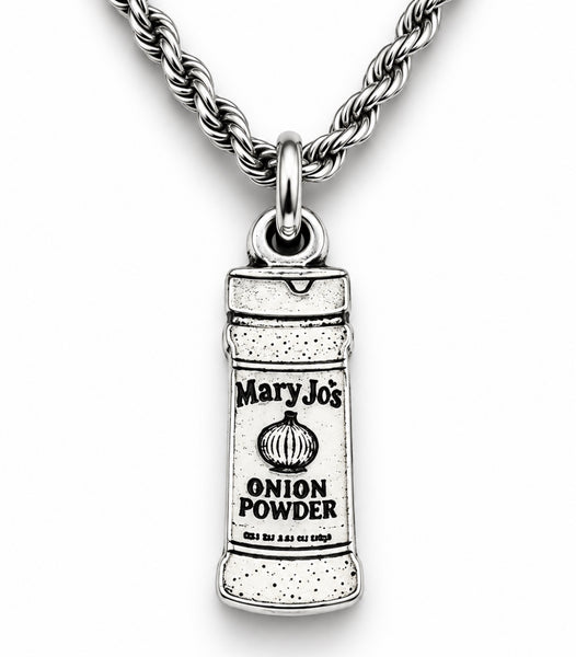 Officially Licensed Alina May, Mary Jo's Onion Powder Pewter Charm Necklace