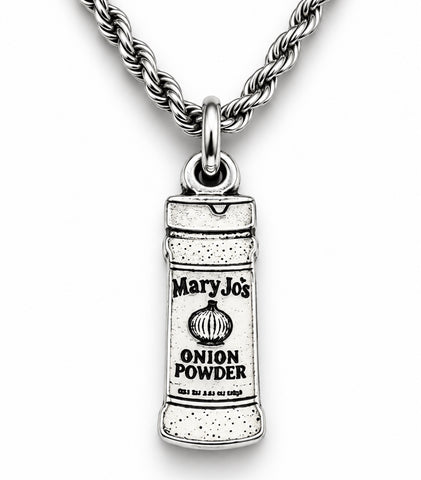Officially Licensed Alina May, Mary Jo's Onion Powder Pewter Charm Necklace