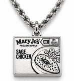 Officially Licensed Alina May, Mary Jo's Sage Chicken Pewter Charm Necklace