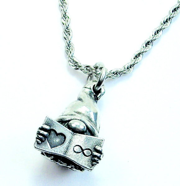 Book Lover Gnome 3D Single Charm Necklace