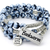 Bookworm Tab Agate Stone Microcrystalline Quartz Wrap Bracelet