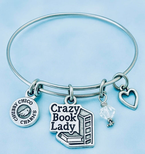 Crazy book lady bangle Single Stacker