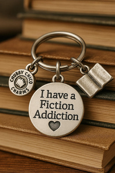 I Have A Fiction Addiction With Open Book Key Chain