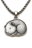 Curled up sleeping guinea pig necklace