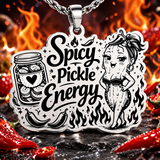 Spicy pickle energy Pickle necklace 20" chain  pickle jar pickle lover