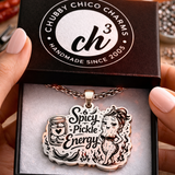 Spicy pickle energy Pickle necklace 20" chain  pickle jar pickle lover