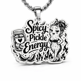 Spicy pickle energy Pickle necklace 20" chain  pickle jar pickle lover
