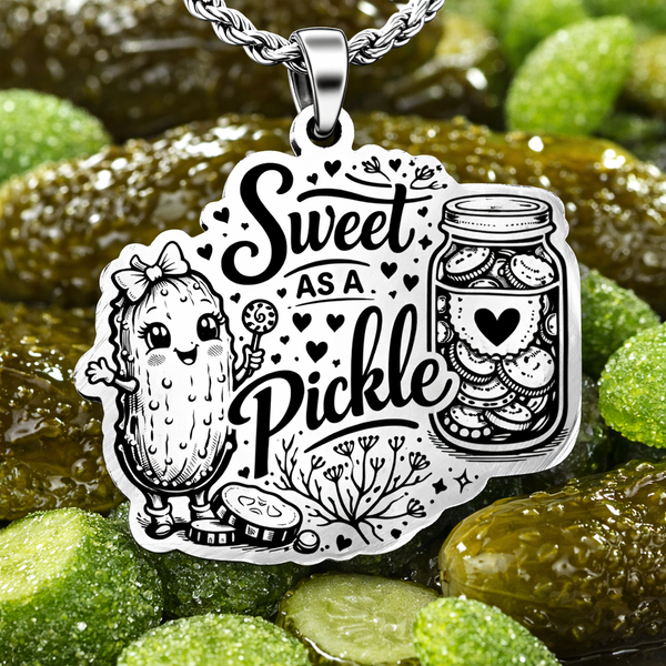 Sweet as a Pickle necklace 20" chain  pickle jar pickle lover