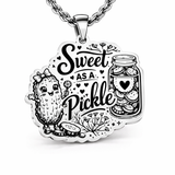 Sweet as a Pickle necklace 20" chain  pickle jar pickle lover