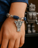 Robotics With Robot Blue Jean Beaded Wrap Bracelet