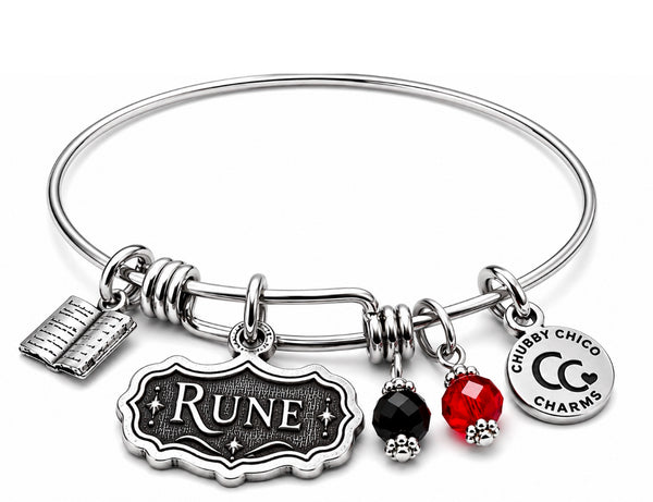Rune with book Invoking the Blood Bag charm bangle bracelet- Licensed