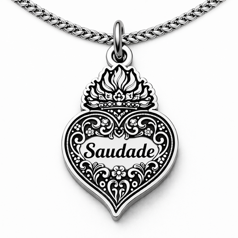 Saudade Sacred Heart Portuguese Single Charm Necklace