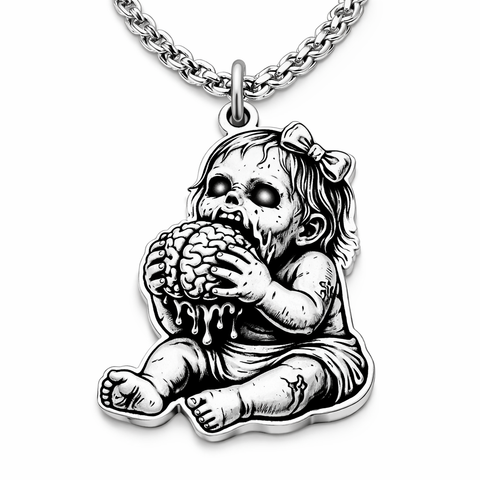 Zombie girl baby eating brains Single Charm Necklace