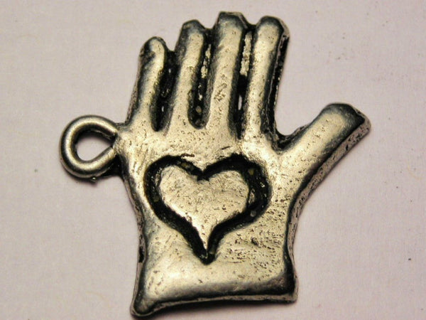 Heart In Hand Genuine American Pewter Charm