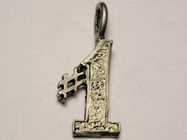 Number One Pendant Genuine American Pewter Charm