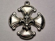 Motorcycle Cross With Fleur De Lis Genuine American Pewter Charm