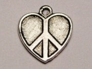 Peace Sign In Heart Genuine American Pewter Charm