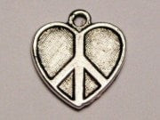 Peace Sign In Heart Genuine American Pewter Charm