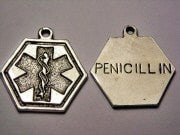 Penicillin Medical Alert Genuine American Pewter Charm