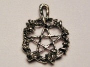 Pentacle With Flowers Genuine American Pewter Charm