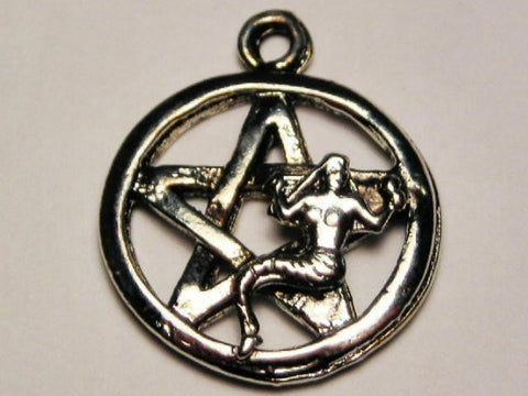 Pentacle With Mermaid Genuine American Pewter Charm