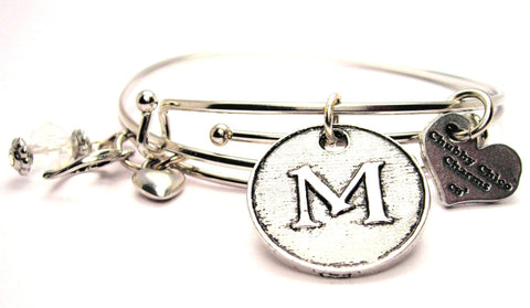 initial m bracelet, initial m bangles, initial m jewelry, letter m bracelet, letter m bangles