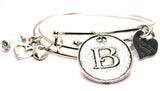 initial b bracelet, initial b bangles, initial b jewelry, letter b bracelet, letter b bangles