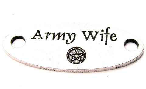 Army Wife - 2 Hole Connector Genuine American Pewter Charm