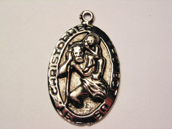 Saint Christopher Large Genuine American Pewter Charm