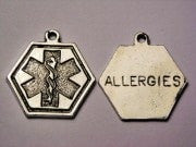 Medical Alert Charm Allergies Genuine American Pewter Charm