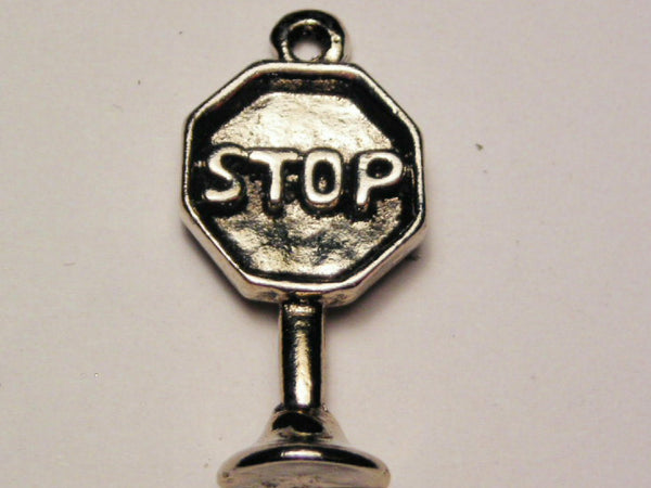 Stop Sign Genuine American Pewter Charm