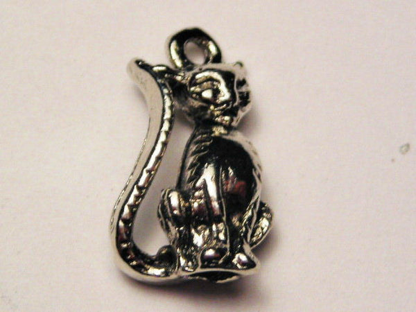 Striped Tabby Cat Genuine American Pewter Charm